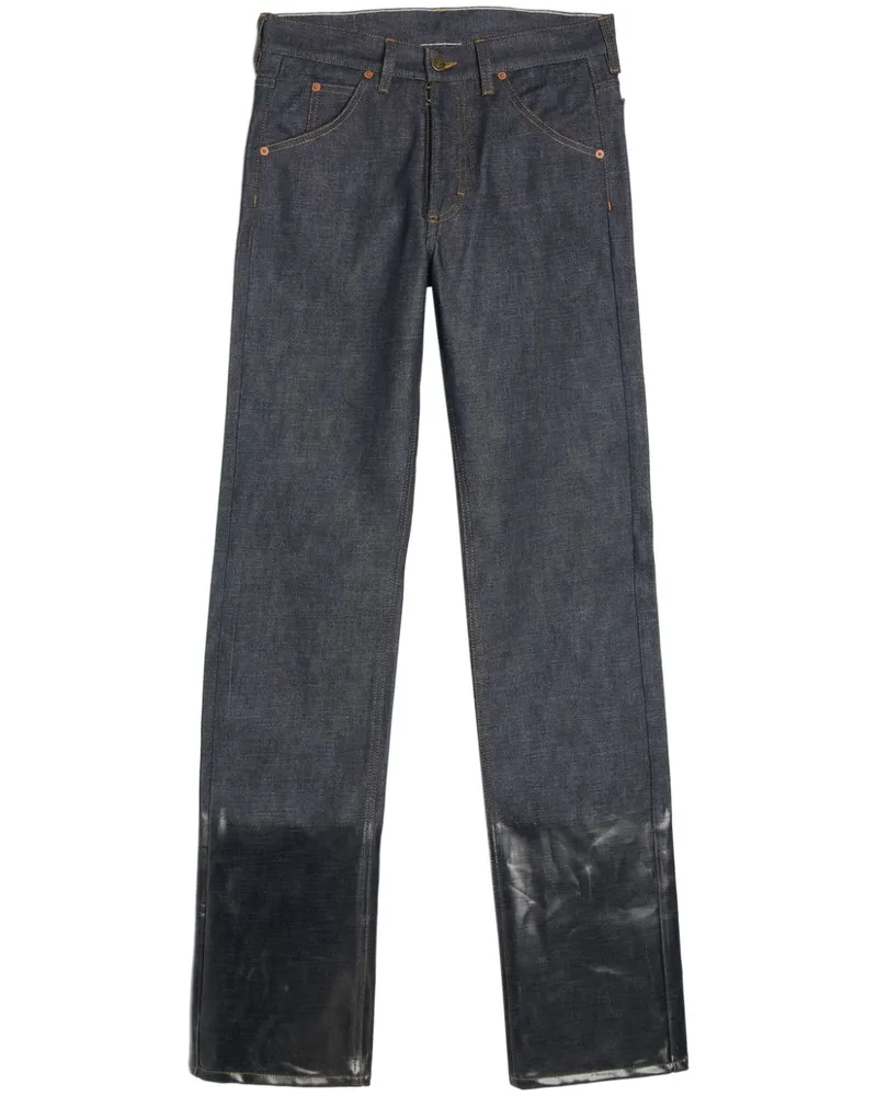 Maison Margiela Halbhohe Selvedge Straight-Leg-Jeans Blau