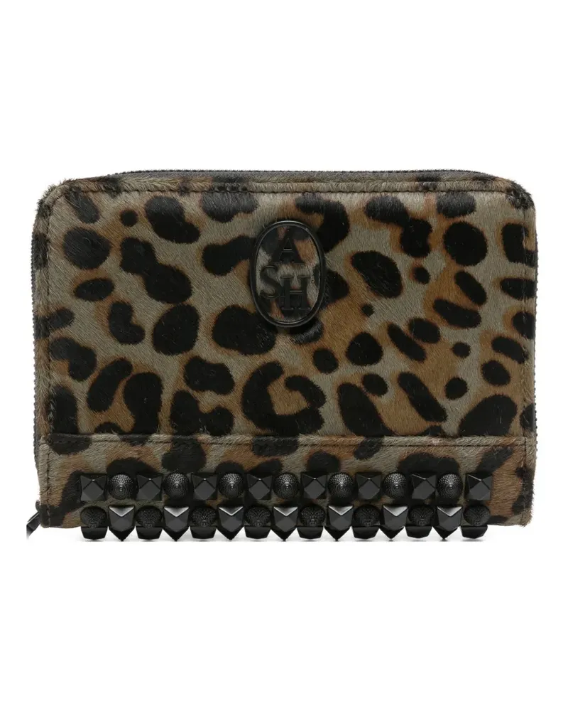 ash leopard-print stud-embellished wallet - Nude Nude