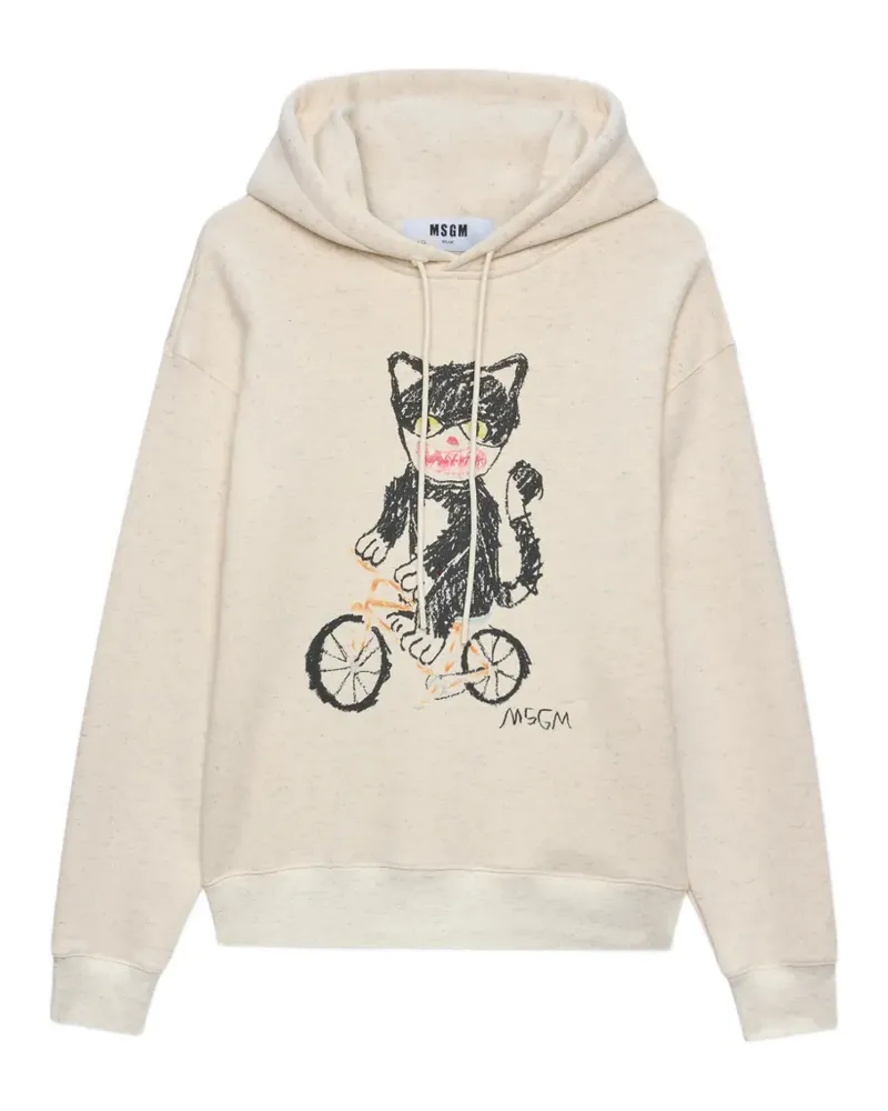 MSGM graphic-print hoodie - Nude Nude