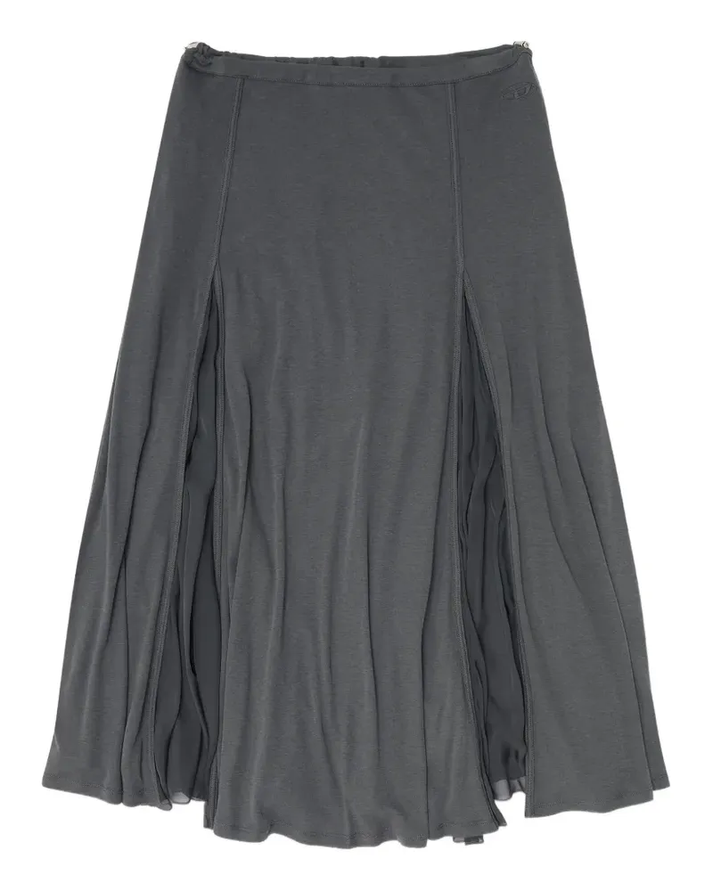 Diesel Midirock aus geripptem Jersey und Chiffon - Grau Grau