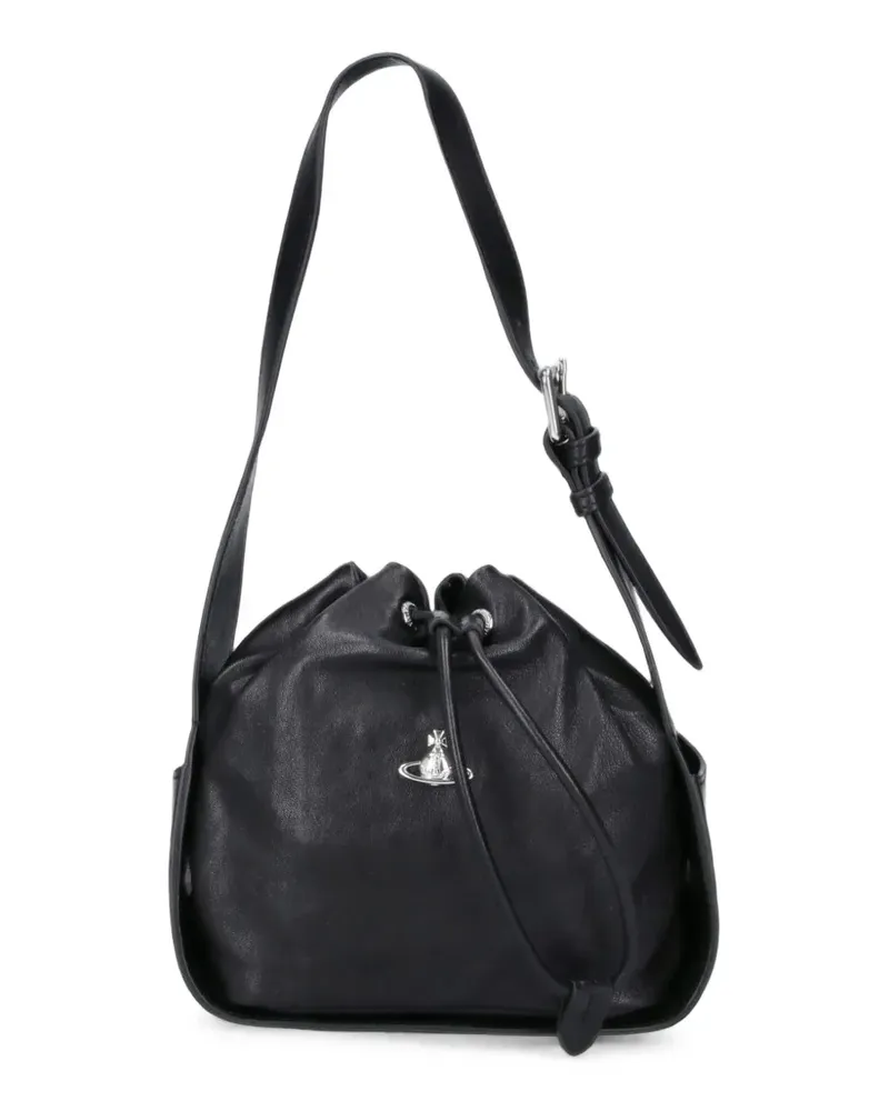 Vivienne Westwood Stacey Orb-plaque drawstring bucket bag - Schwarz Schwarz