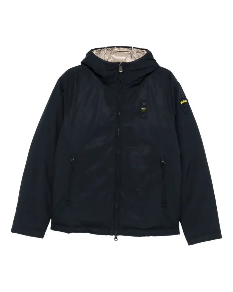 Blauer Kapuzenjacke mit Reißverschluss Blau