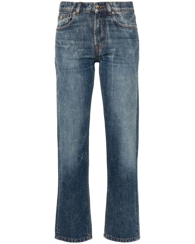 John Richmond Tapered-Jeans mit Logo-Patch - Blau Blau