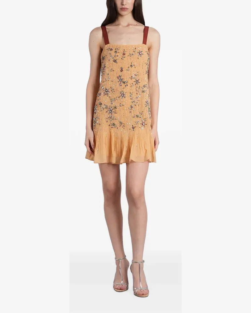 Alice + Olivia Linnea crystal-embellished ruffled mini dress - Nude Nude