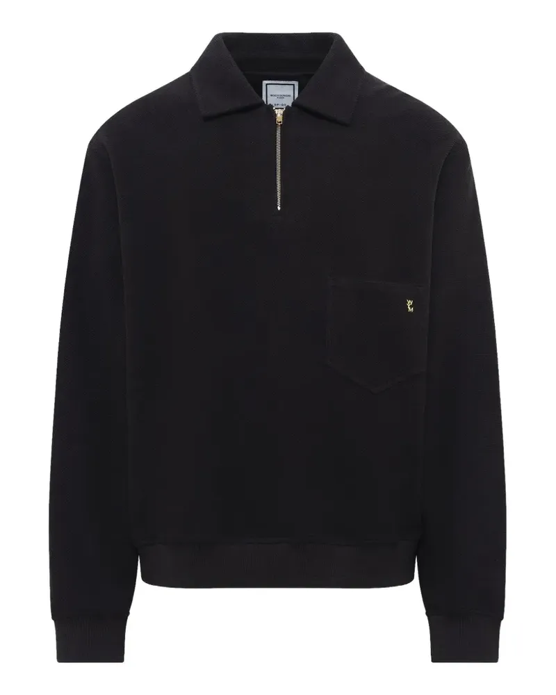 Wooyoungmi Pullover mit kurzem Reißverschluss und Logo - Schwarz Schwarz