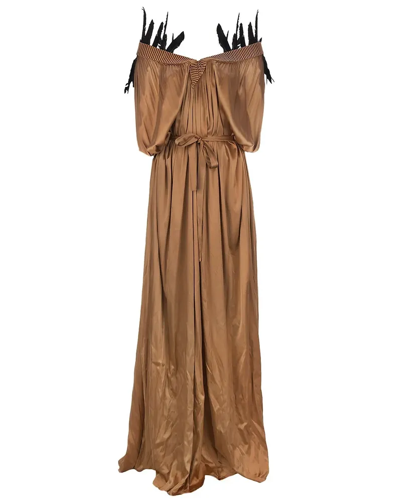 Ann Demeulemeester Feather trim dress - Braun Braun