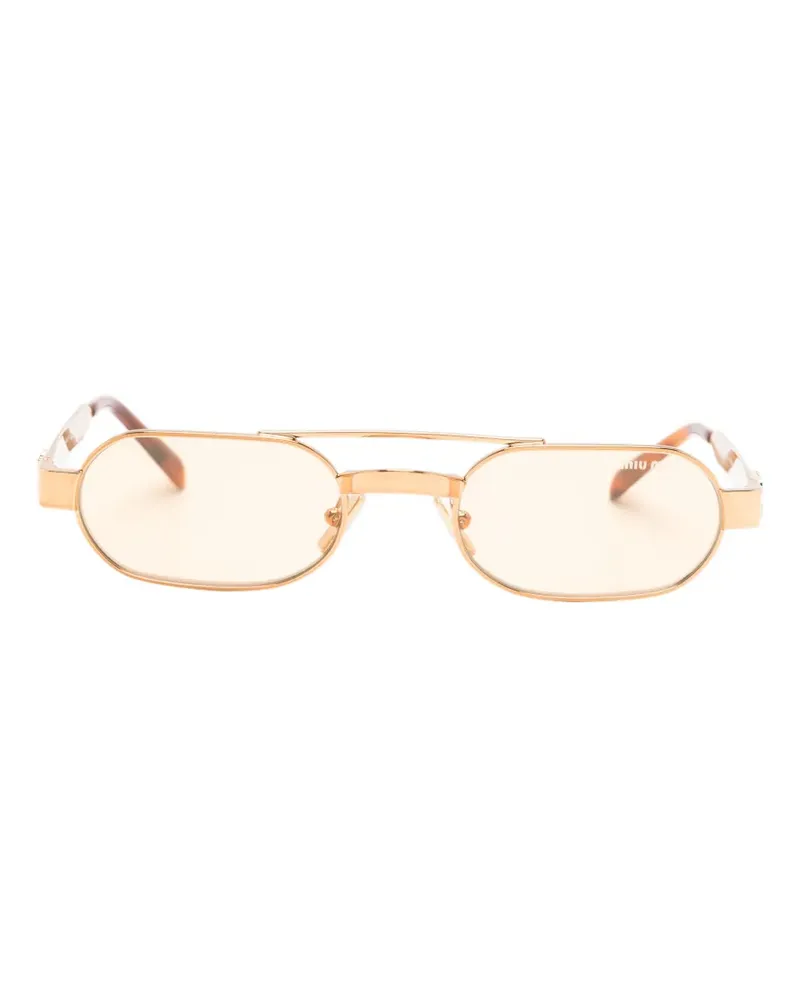 Miu Miu Ovale Sonnenbrille mit Doppelsteg - Gold Gold