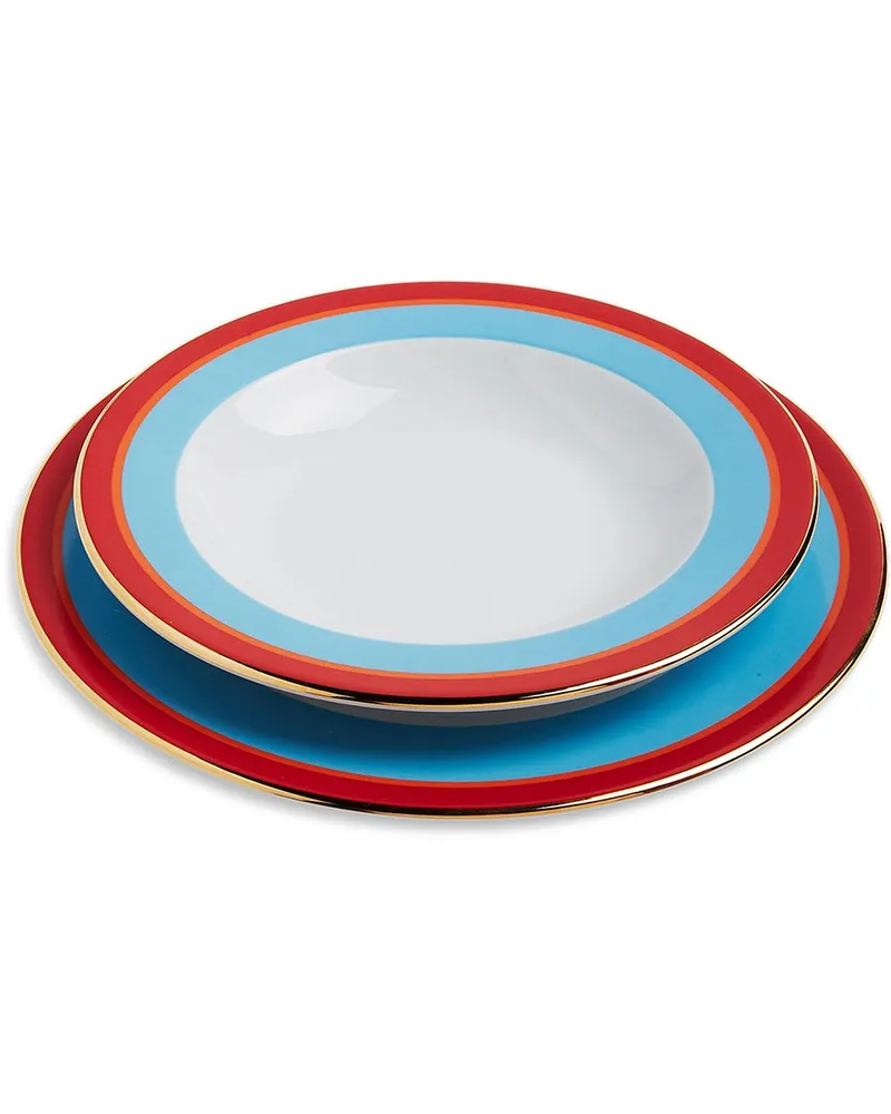 La DoubleJ Rainbow' Teller-Set Blau