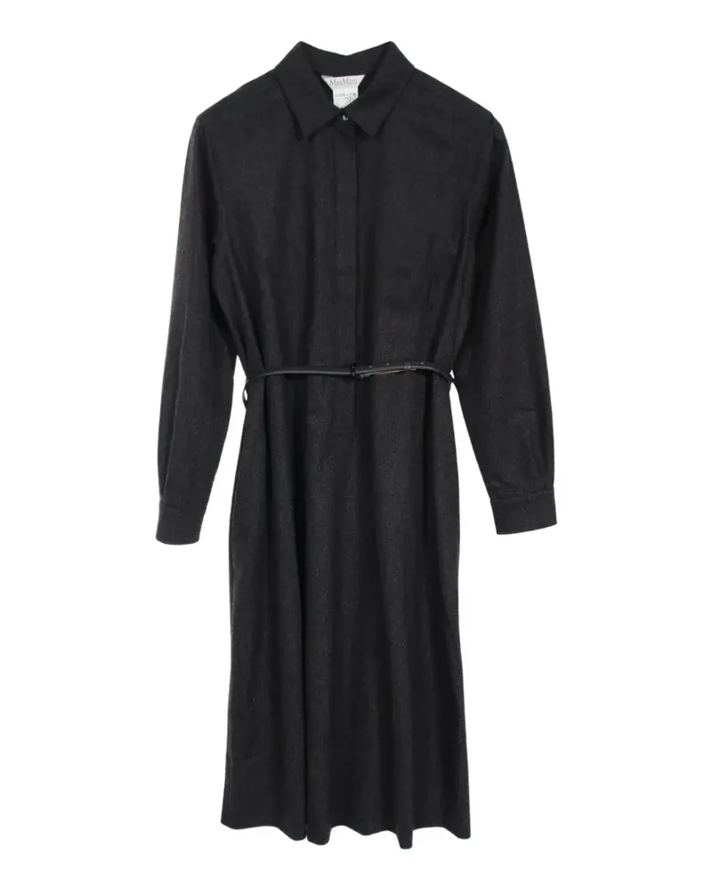 Max Mara 2010s logo-embroidered belted shirt dress - Grau Grau