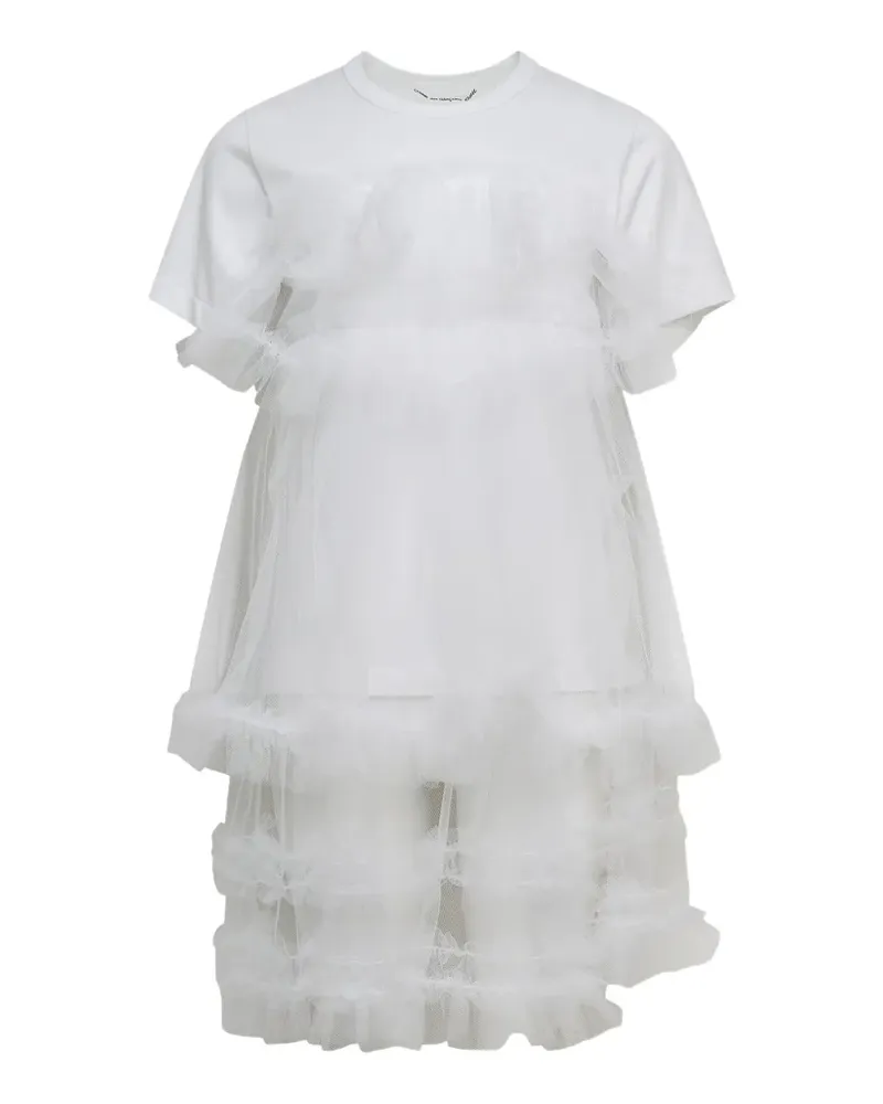 Comme des Garçons tulle-overlay ruffled T-shirt - Weiß Weiß