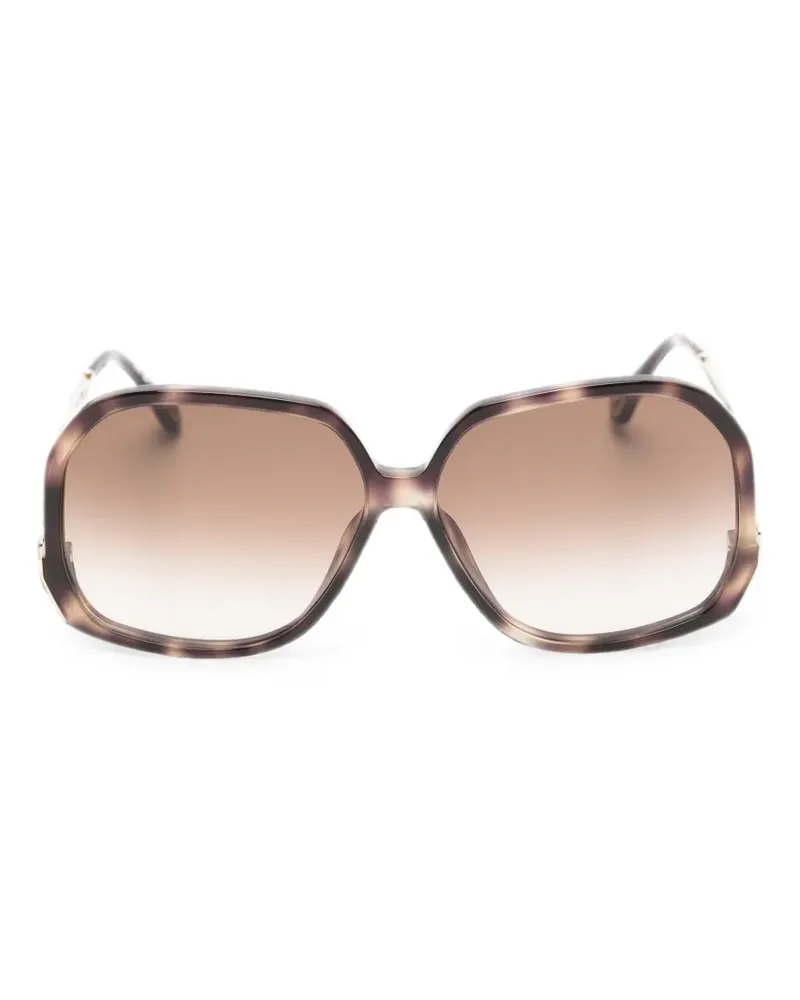 Chloé tortoiseshell-effect geometric-frame sunglasses - Braun Braun