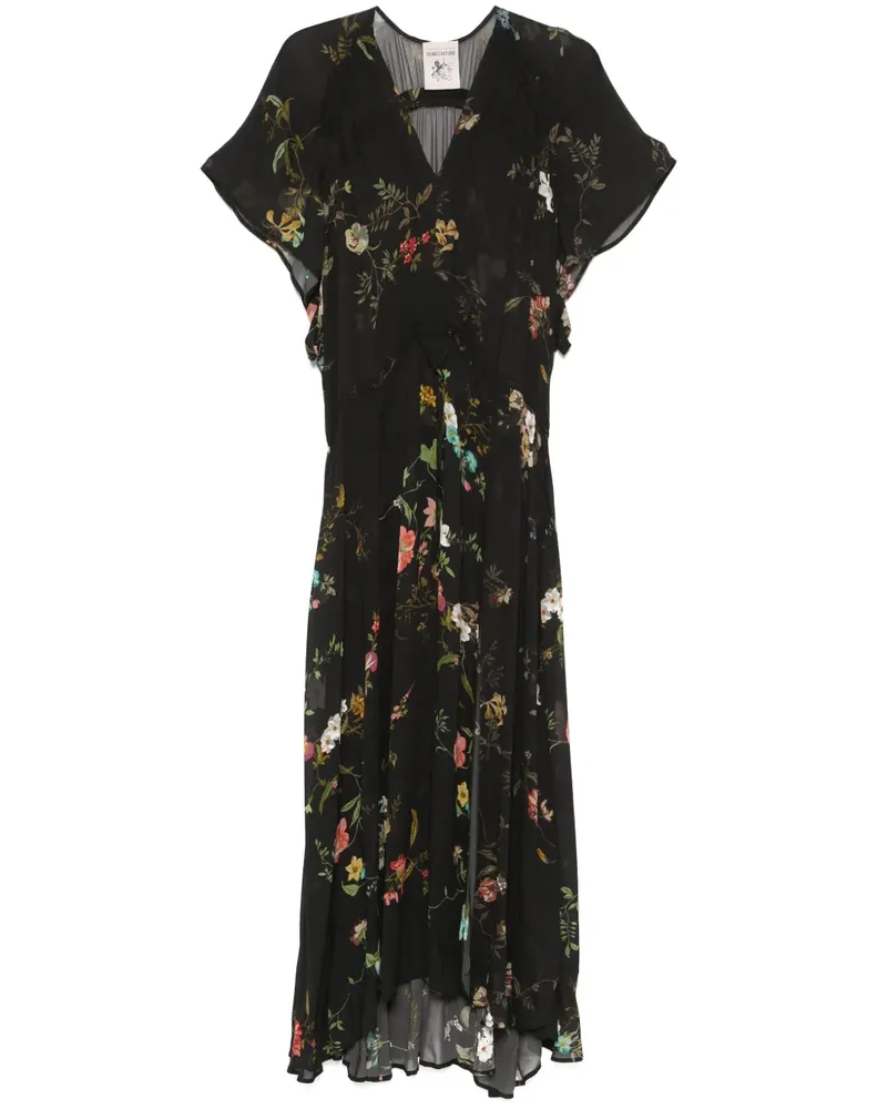 Semicouture Maxikleid mit Blumen-Print - Schwarz Schwarz