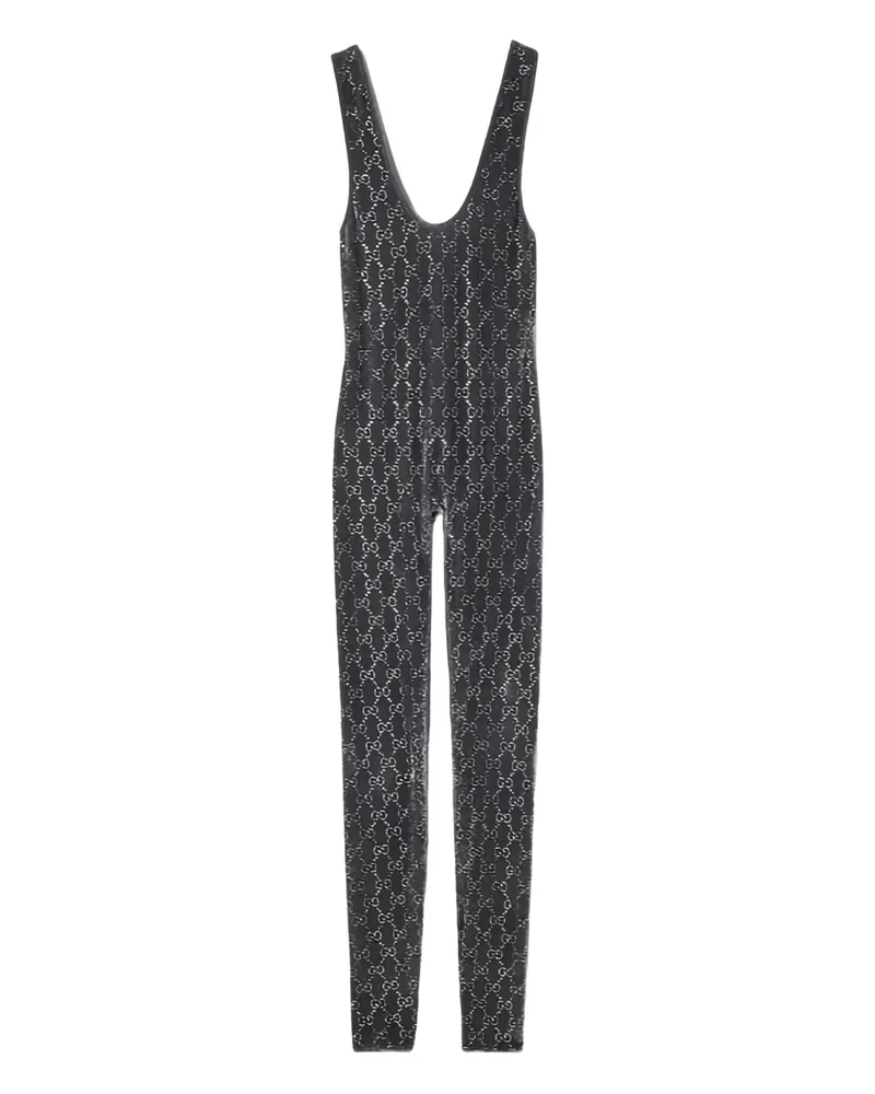 Gucci GG crystal embroidery jumpsuit - Grau Grau