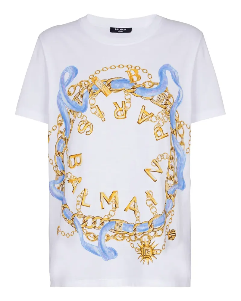 Balmain T-Shirt mit Paris-Print - Weiß Weiß