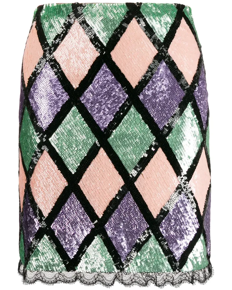 Blumarine Paillettenrock mit Argyle-Muster - Schwarz Schwarz