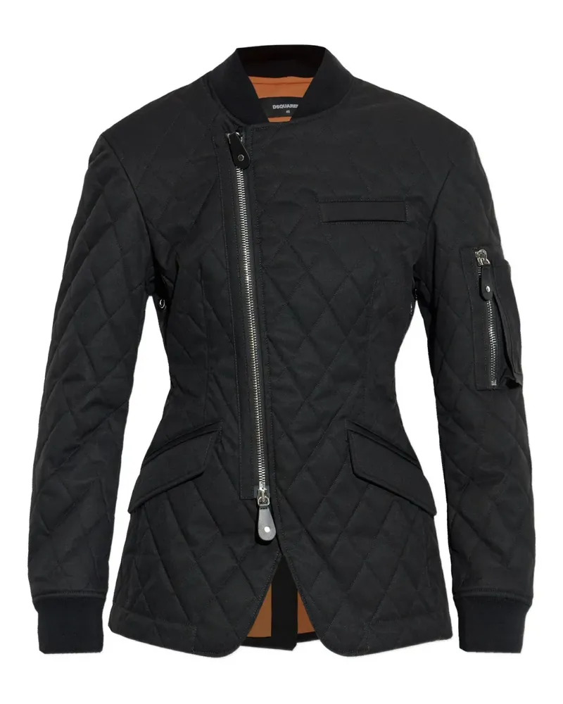 Dsquared2 Gesteppte Jacke mit asymmetrischem Reißverschluss - Schwarz Schwarz