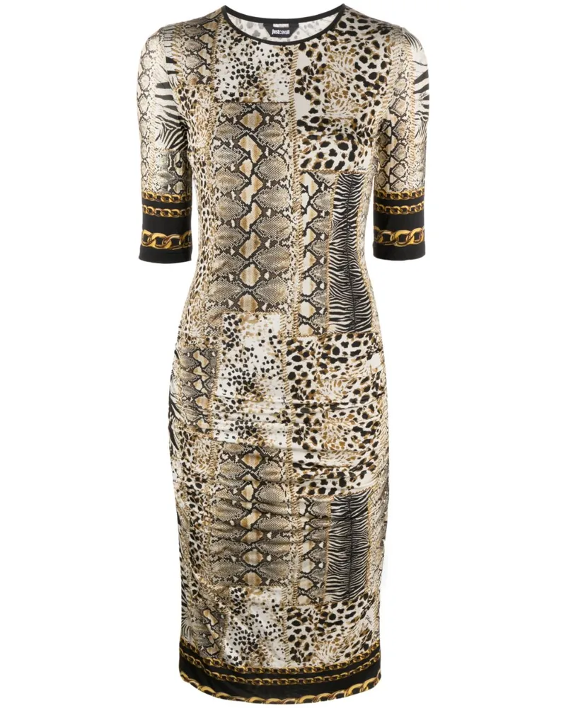 Just Cavalli Kleid mit Animal-Print Nude