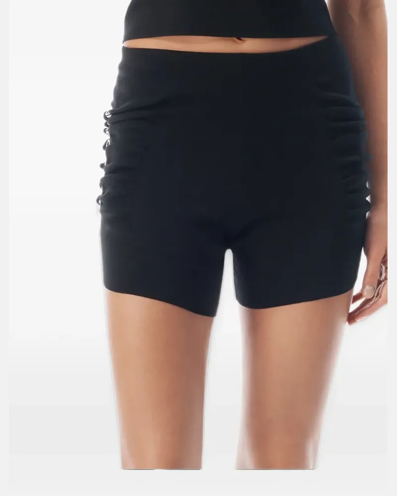Alexander Wang Geraffte Shorts mit Logo - Schwarz Schwarz