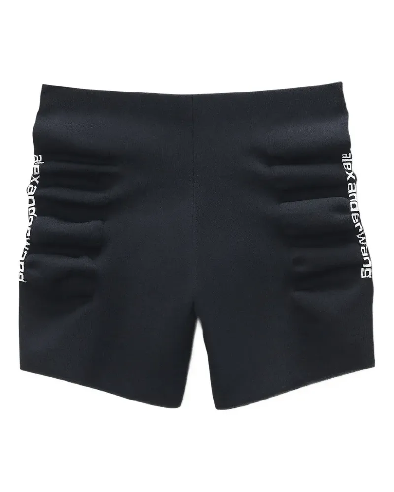 Alexander Wang ruched logo-print shorts - Schwarz Schwarz