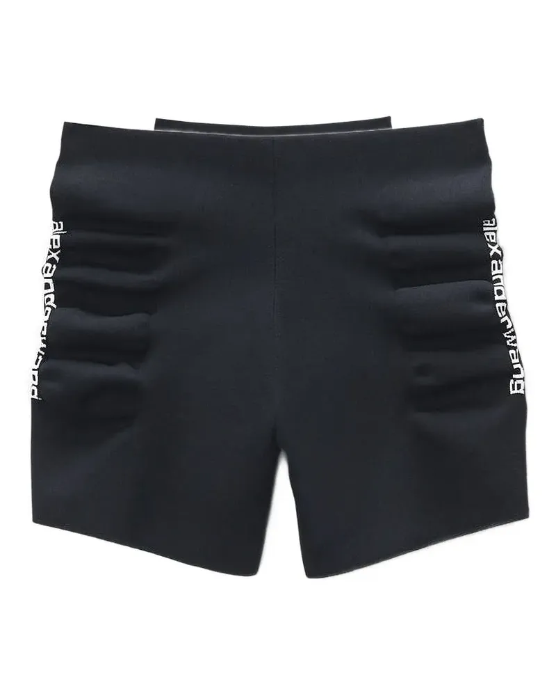 Alexander Wang Geraffte Shorts mit Logo - Schwarz Schwarz