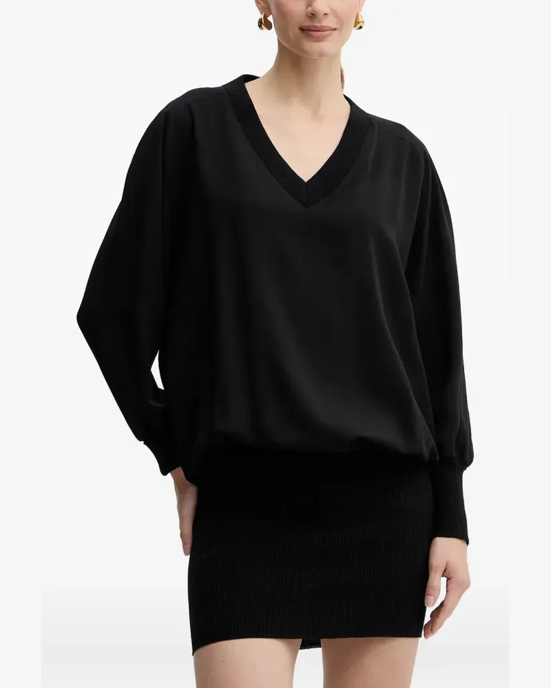 Pinko V-neck ribbed mini dress - Schwarz Schwarz