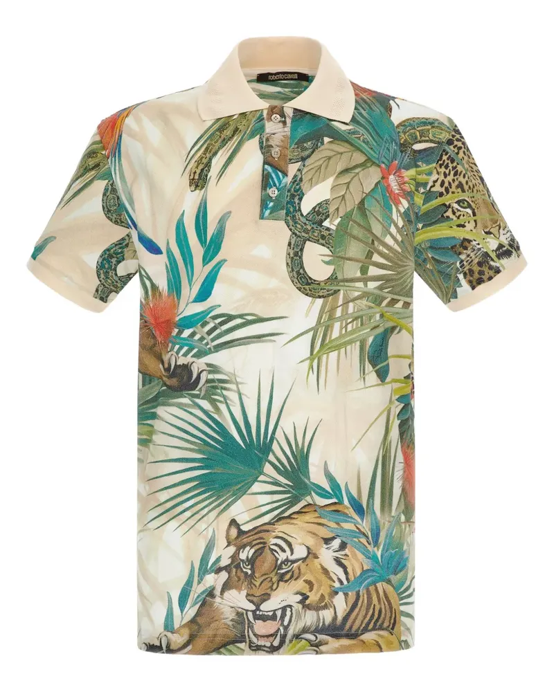 Roberto Cavalli Poloshirt mit Dschungel-Print - Grün Grün