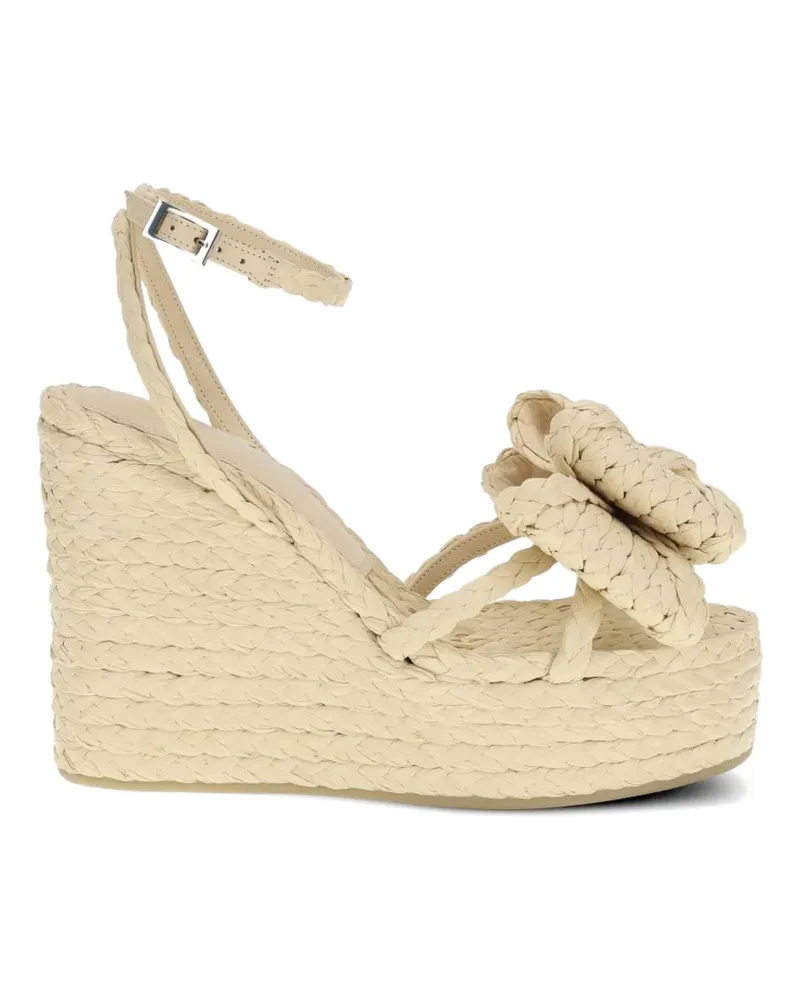 Mach & Mach Le Cadeau braided bow wedge sandals - Nude Nude