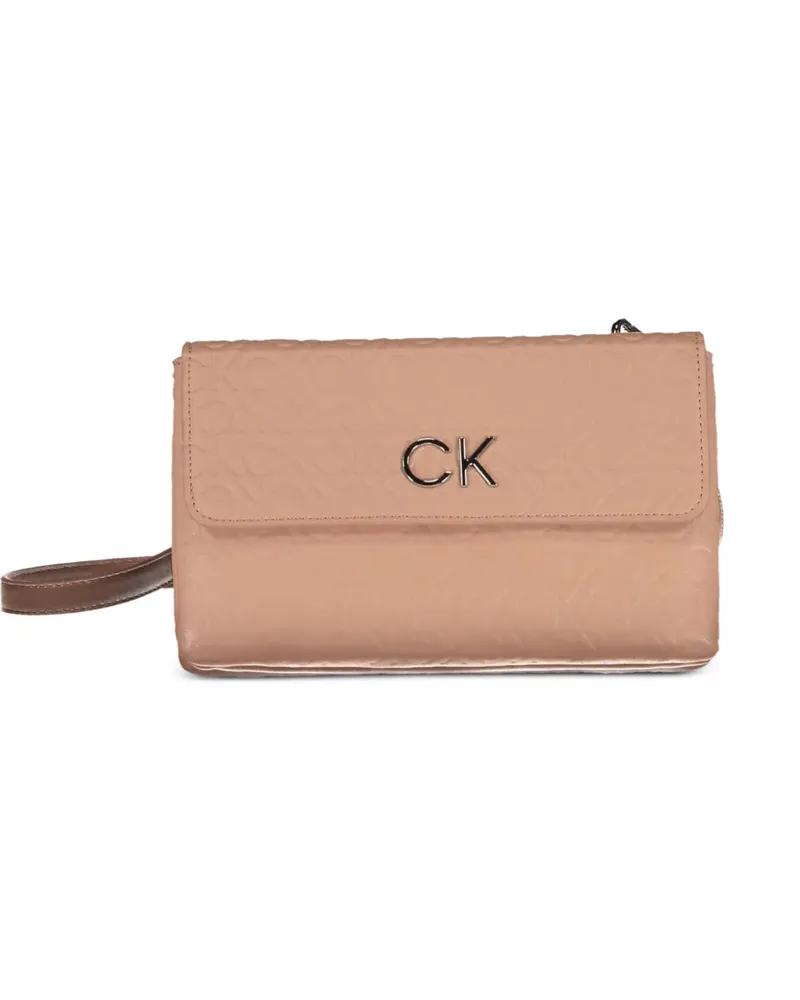 Calvin Klein embossed logo-plaque cross body bag - Nude Nude