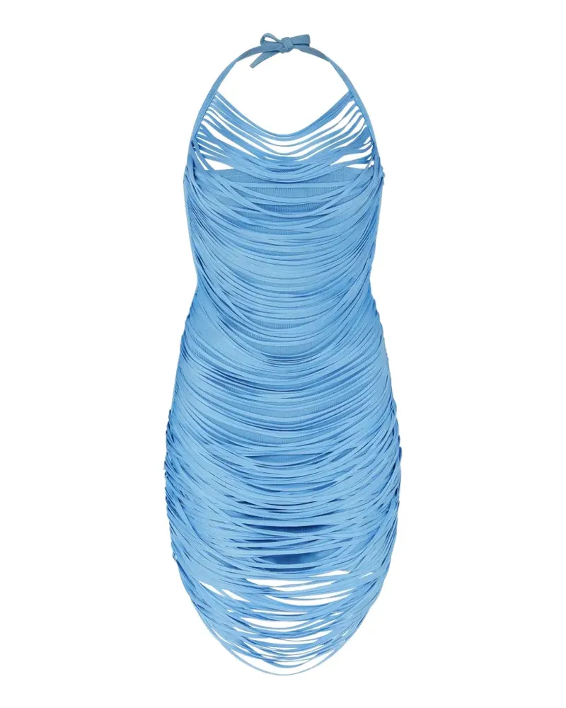 David Koma strappy-detail halterneck mini dress - Blau Blau