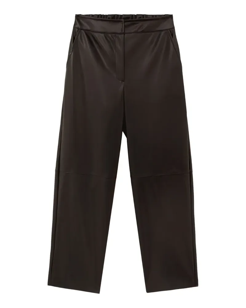 Alpha Studio elasticated-waistband faux-leather trousers - Braun Braun