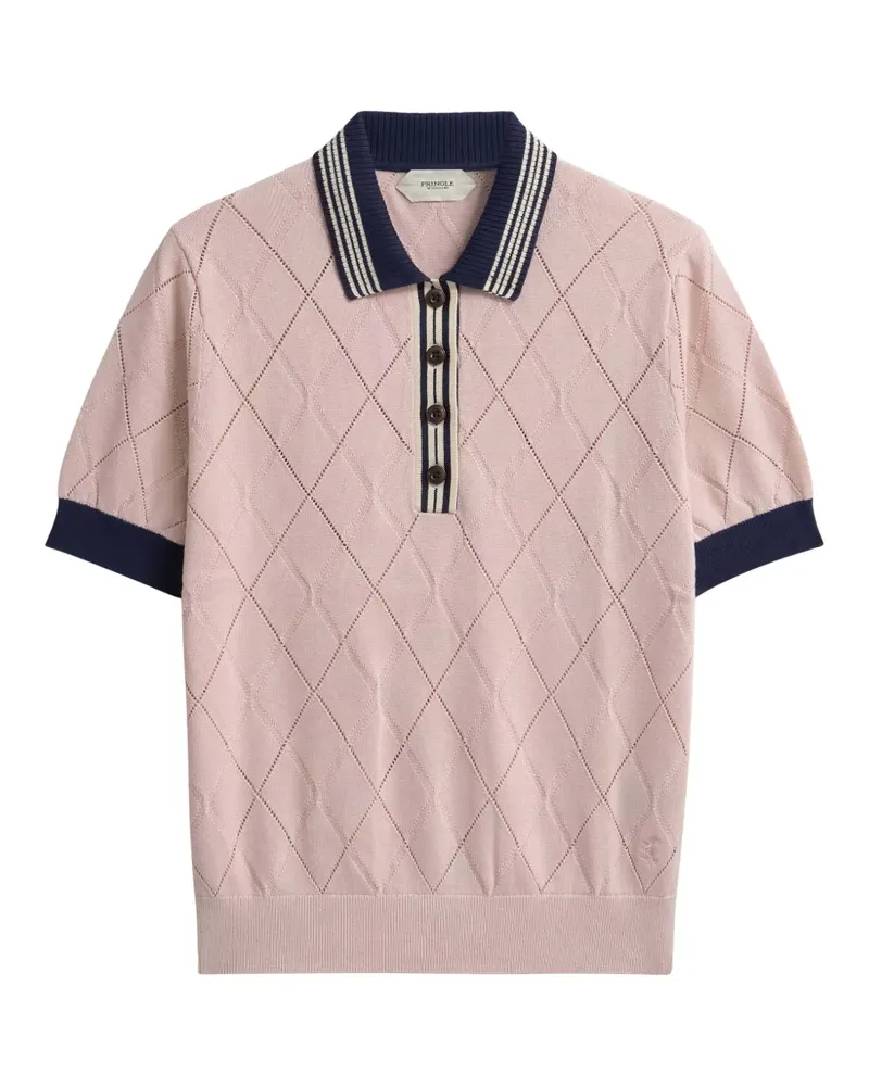 Pringle of Scotland Strukturiertes Poloshirt mit Argyle-Muster - Rosa Rosa