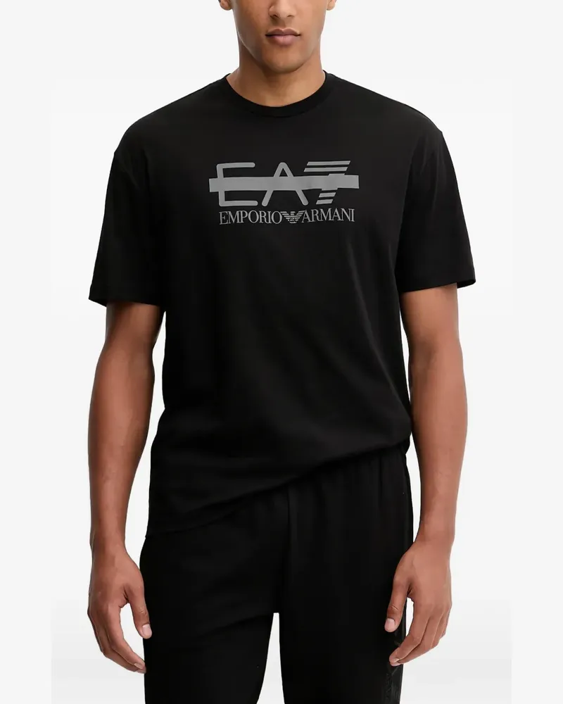 EA7 logo-print short-sleeve T-shirt - Schwarz Schwarz