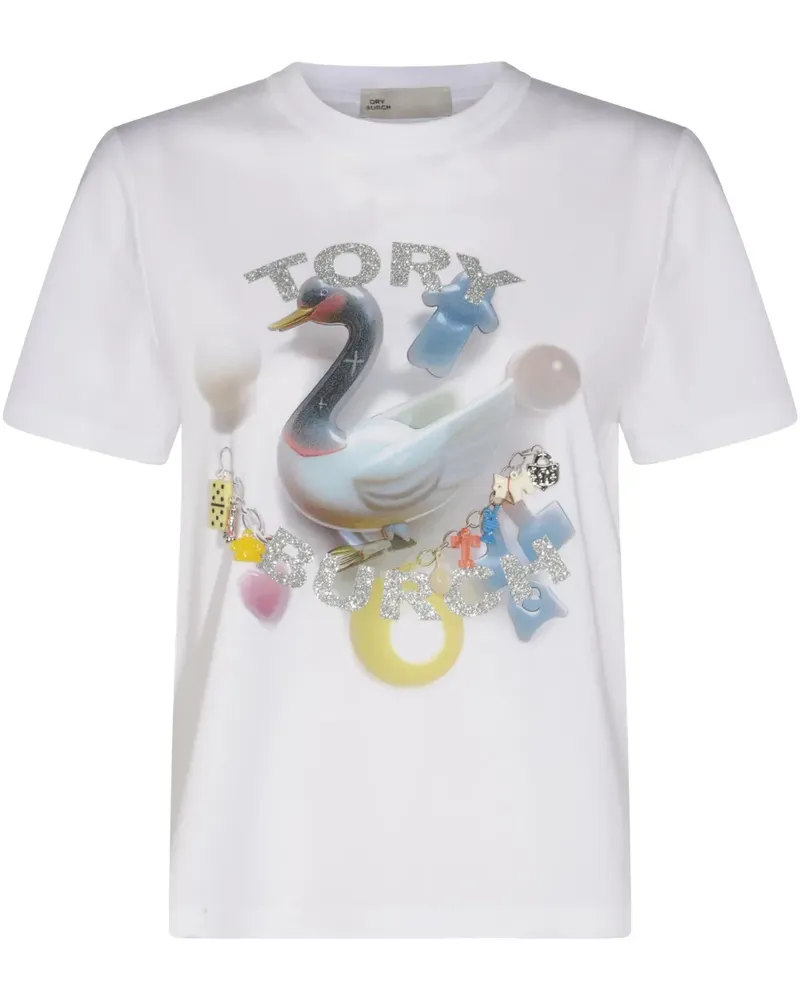 Tory Burch T-Shirt mit Logo-Print - Weiß Weiß
