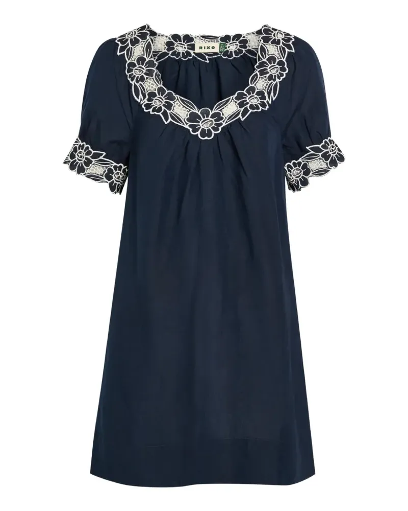 RIXO Cristina Etui-Minikleid mit Blumenspitze - Blau Blau