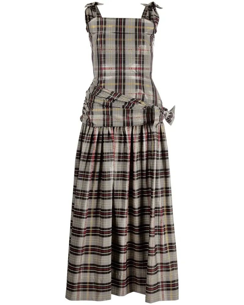 Molly Goddard Maxikleid mit Schottenkaro - Grau Grau