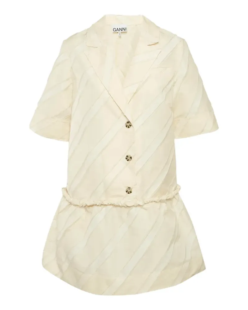 Ganni Gestreiftes Minikleid - Nude Nude