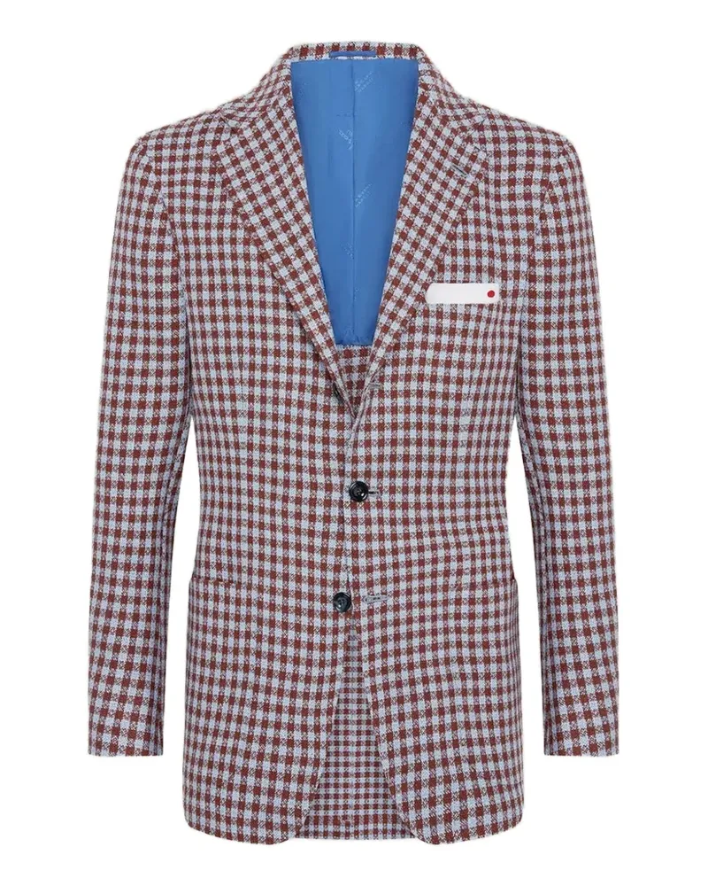 Kiton Sakko mit Mikro-Karomuster - Blau Blau