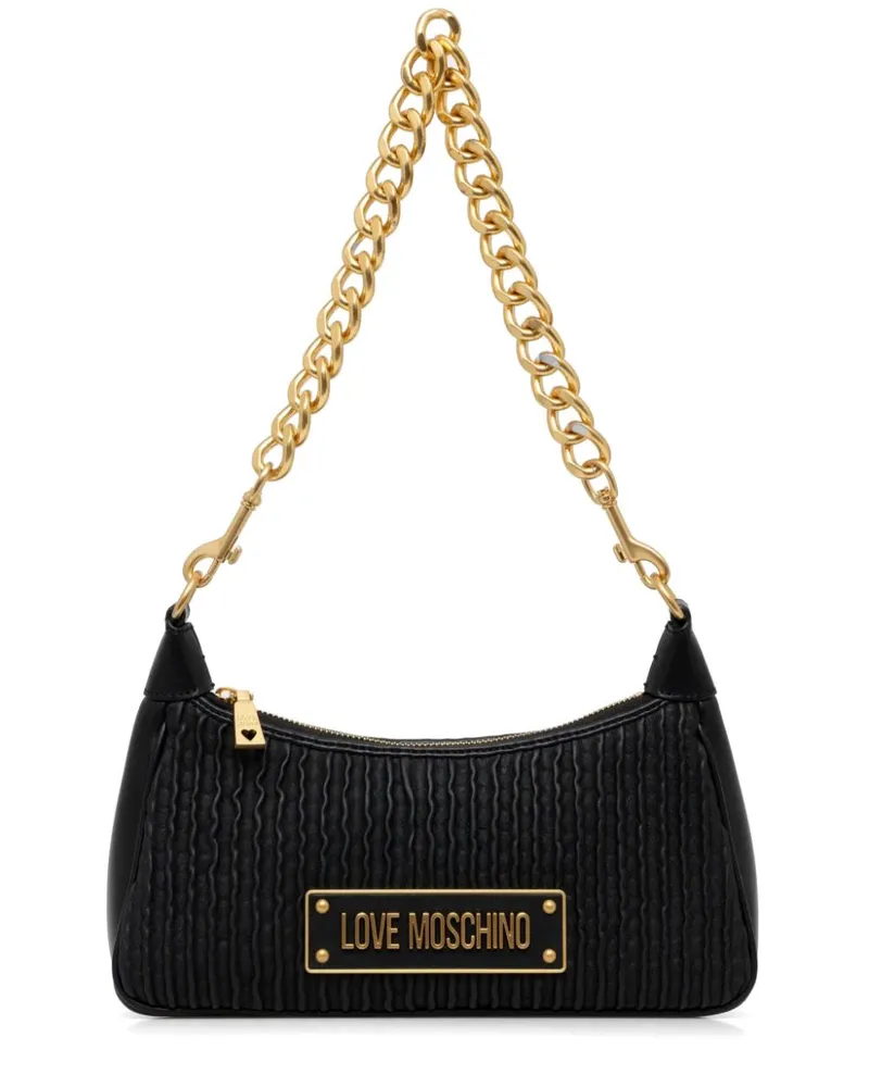 Moschino Handtasche mit Logo-Schild - Schwarz Schwarz