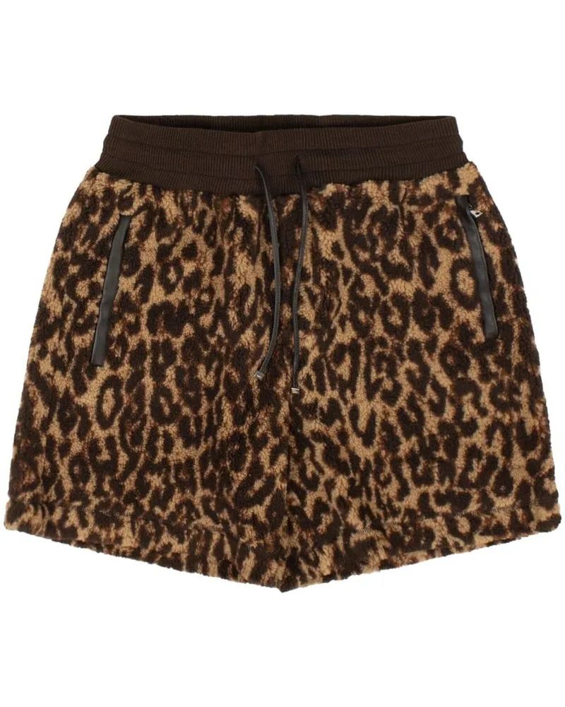 Amiri Fleece-Shorts mit Leoparden-Print - Braun Braun