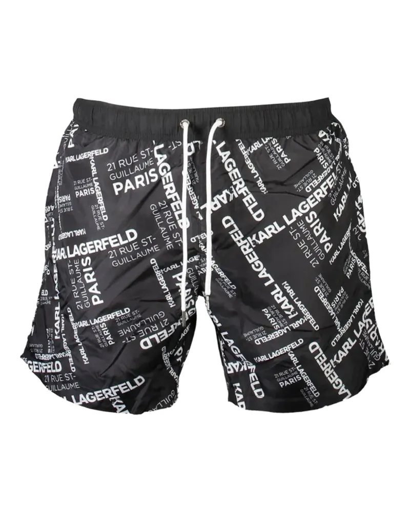 Karl Lagerfeld Badeshorts mit Kordelzug - Schwarz Schwarz