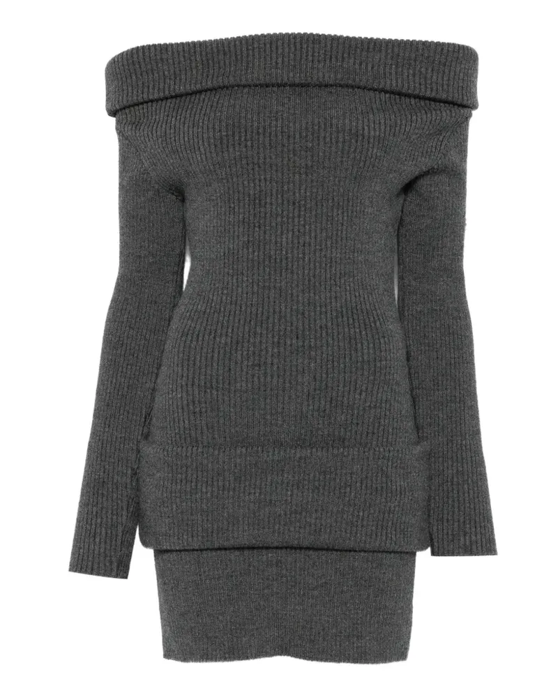 Jean Paul Gaultier Schulterfreies Kleid aus geripptem Strick - Grau Grau