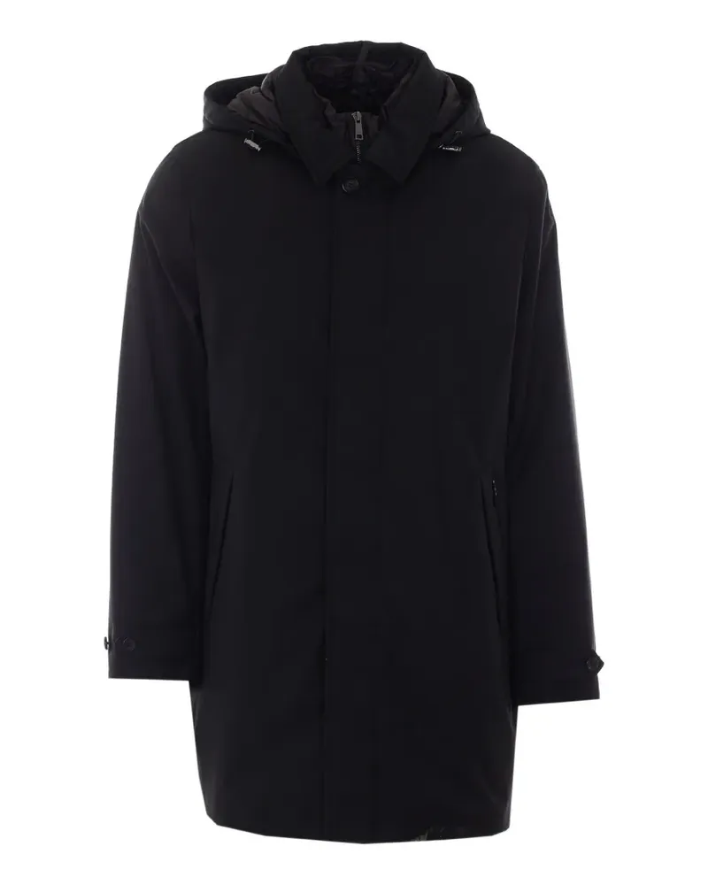 ADD hooded concealed-fastening parka - Schwarz Schwarz