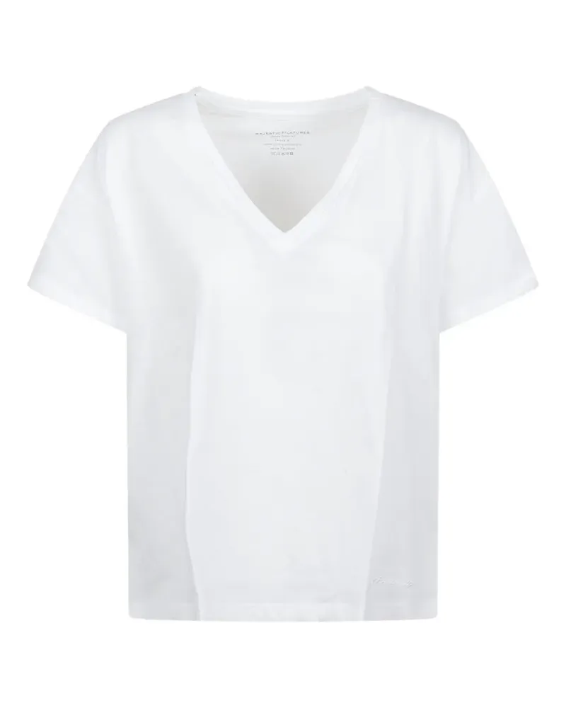 Majestic T-Shirt mit V-Ausschnitt - Weiß Weiß