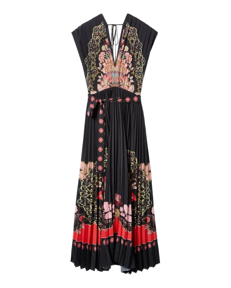 La DoubleJ Accordion Maxikleid mit Blumen-Print - Schwarz Schwarz