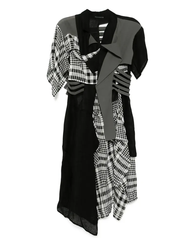 Yohji Yamamoto Mantel im Layering-Look - Schwarz Schwarz