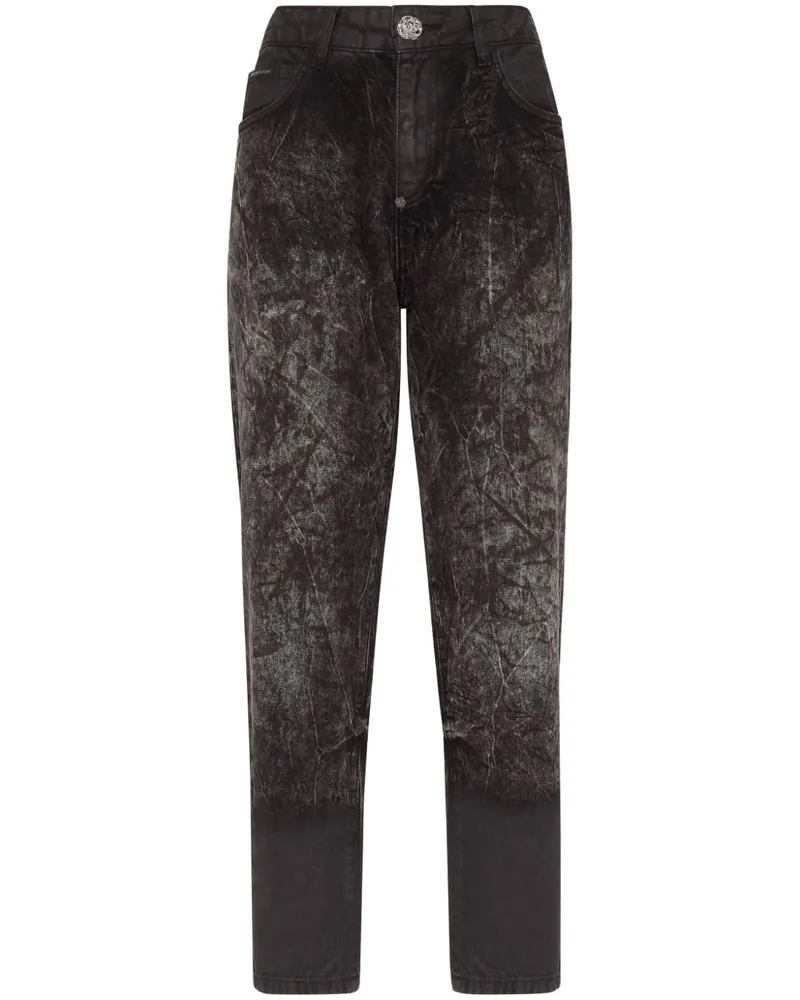 Philipp Plein Cropped-Jeans in Distressed-Optik - Schwarz Schwarz