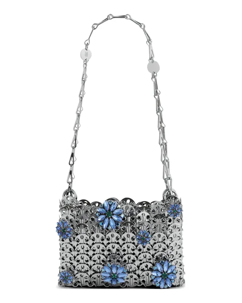 Paco Rabanne Nano 1969 Schultertasche mit Blumendetail - Silber Silber