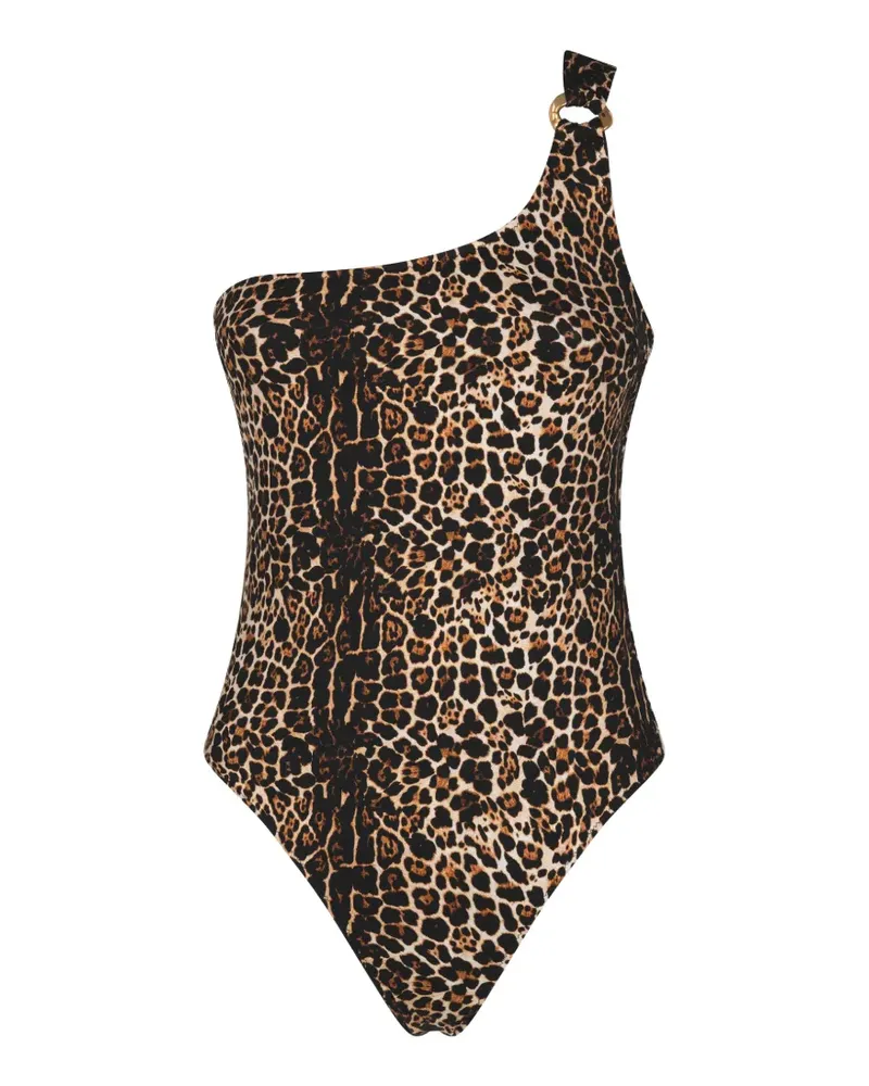 Anjuna leopard-print one-shoulder swimsuit - Nude Nude