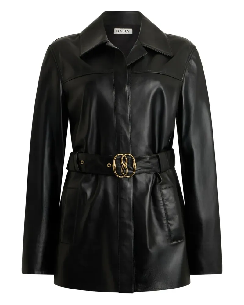 Bally Lederjacke mit Gürtel - Schwarz Schwarz