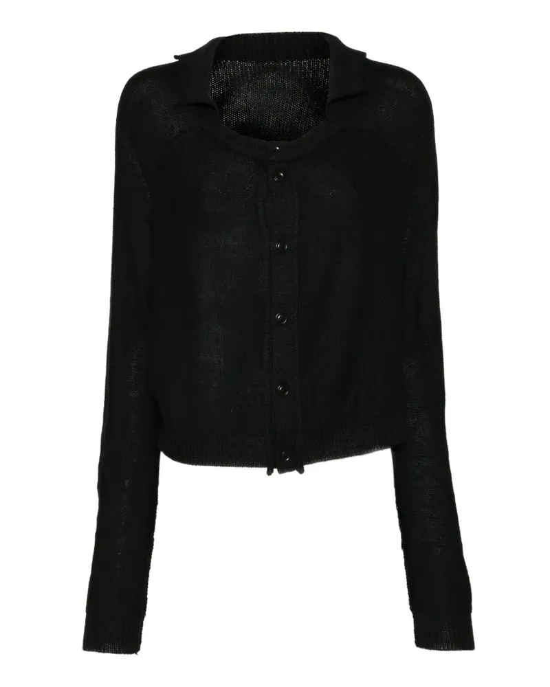 Yohji Yamamoto Cardigan mit Kontrastdetail - Schwarz Schwarz